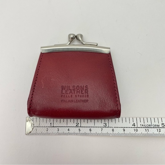 Wilsons Genuine Tan Leather Coin Purse Key Chain kiss Closure Vintage - Picture 5 of 10